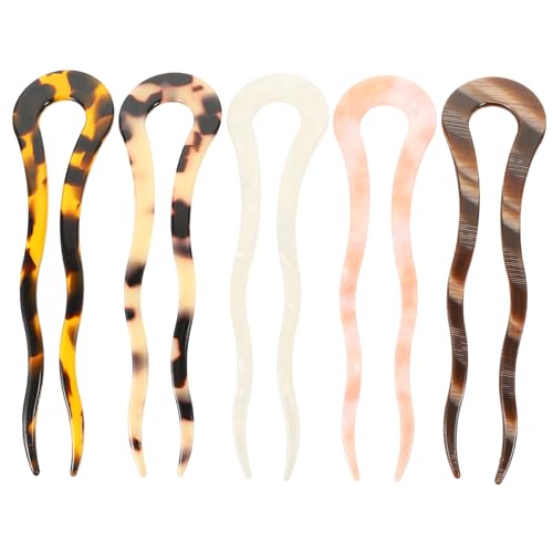 Outanaya 5 Stück Teiliges U Förmige Haarnadeln aus Hochwertigem Acetat Wellige Haarklammern im Vintage Design Damen Haarspangen für Stilvolles Styling und Vielseitigen Haarschmuck von Outanaya