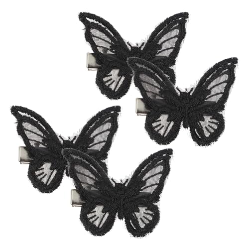 Outanaya 9 Paare Bestickte Schmetterling Haarklammern Doppellagige Spitzen Schleifen Haarspangen für Mädchen Süßer Haarschmuck für Flechtfrisuren und Festliche Anlässe Schwarz von Outanaya