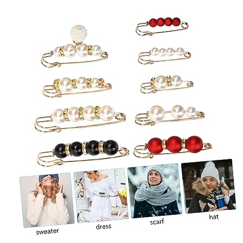 Outanaya 9 Stück Teiliges Broschen Clips mit Perlen Vielseitige Cardigan Clips für Damen Schal und Kleidungshalter Eleganter Verschluss für Pullover Jacken Kleider Leicht Langlebig Modisch von Outanaya