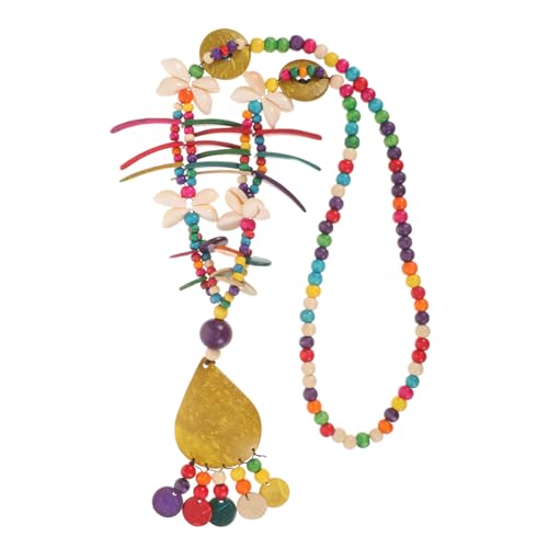 Outanaya Boho Muschelkette für Damen Lange Handgefertigte Perlenhalskette Gelb für Strandpartys und Festliche Anlässe Modischer Schmuck für Frauen von Outanaya