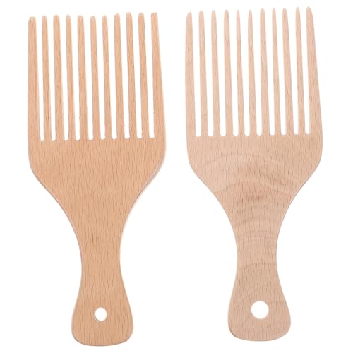 Outanaya Breiter Flacher Holzkamm Holz Haarstyling Kamm mit Groben Zähnen Für Lockiges Glattes Haar Entwirrt Sanft Ergonomisch Geformt Für Damen Herren Langlebig Für Salon Heimgebrauch von Outanaya