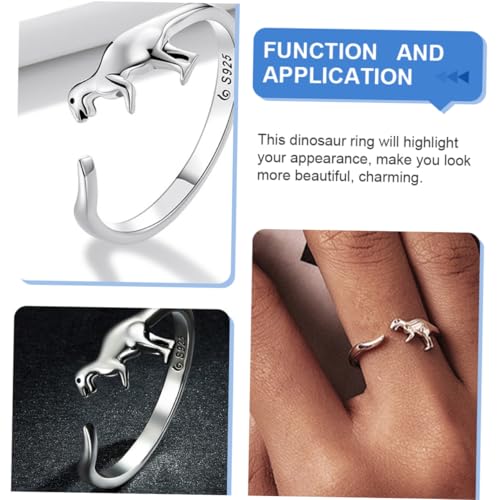 Outanaya Damen Offener Sterlingsilber Dinosaurier Ring Verstellbar Niedriger Allergie Schmuck Für Freundinnen Partner Geschenk von Outanaya