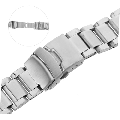 Outanaya Edelstahl Uhrenarmband mit Sicherheitsfaltschließe Trapezförmig Robust Verstellbar Komfortabel Herren Metallarmband für Sport Freizeit und Formal von Outanaya