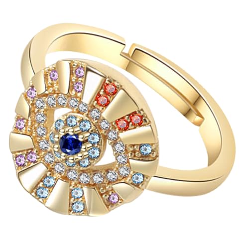 Outanaya Evil Eye Ring Damen Verstellbarer Zierlicher Ring für Alltag Veranstaltungen Geschenkidee für Freunde Familie Goldfarbenes Design von Outanaya