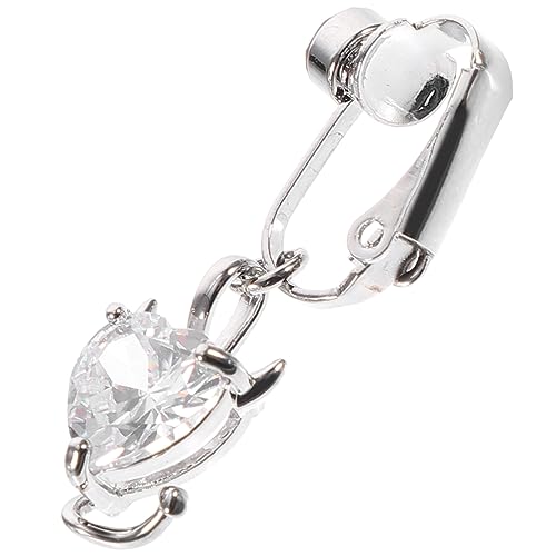 Outanaya Fake Bauchnabelring für Frauen Herz Zirkonia Anhänger Clip Design Nicht Piercing Bauchnabelschmuck Hängend Wiederverwendbar für Alltag Party Festival von Outanaya