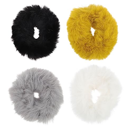 Outanaya Flauschige Haargummis 4 Stück Kunstfell Pferdeschwanz Halter Elastische Haarseile Für Mädchen Sanft Zum Haar Für Partys Und Alltag von Outanaya