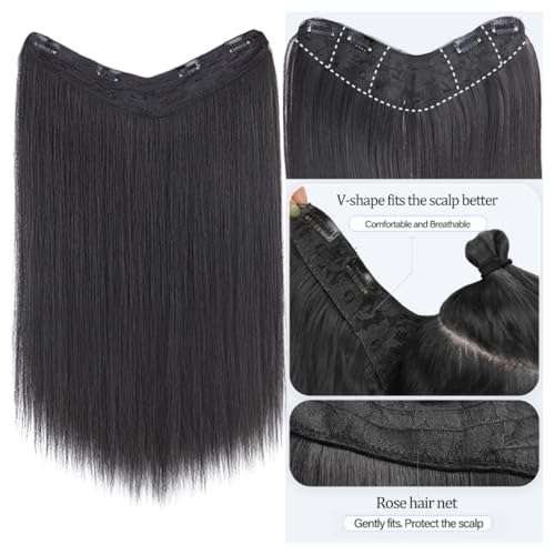 Outanaya Förmige Lange Glatte Haarverlängerung Clip Haarschmuck für Frauen Natürliche Haarteile Geeignet für Alltag Party Cosplay von Outanaya