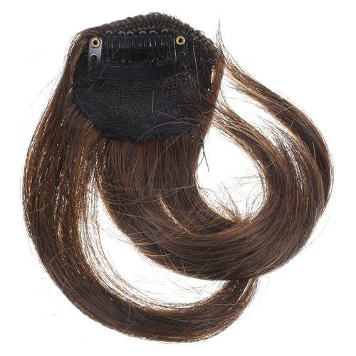 Outanaya Front Hair Bang Clip in Haarteil Lockig Leicht Braun Unsichtbar Sicherer Natürlich Aussehender Fake Fringe für Frauen für Dünnes Haar Partys Hochzeiten Alltag von Outanaya