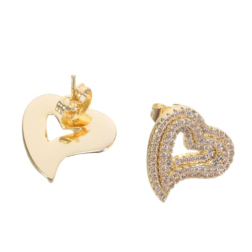 Outanaya Goldene Vintage Herz Ohrstecker mit Funkelnden Zirkonia Leichtes Hohles Design Ohrringe für Frauen und Mädchen Geeignet für Party und Alltag von Outanaya