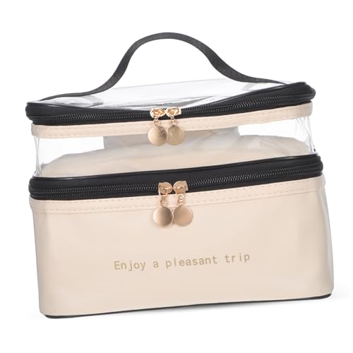 Outanaya Große Kosmetiktasche für Reisen Doppel Layer Organizer für Make Up und Pflegeprodukte Tragbare Toilettentasche mit Robustem Griff für Mädchen im Studentenwohnheim Vielseitige von Outanaya