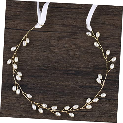 Outanaya Handgefertigtes Braut Haarband mit Perlen und Kristallen Flexibles Goldenes Hochzeits Stirnband Verstellbares Haarschmuck für Damen Eleganter Kopfschmuck für Party und Hochzeit von Outanaya