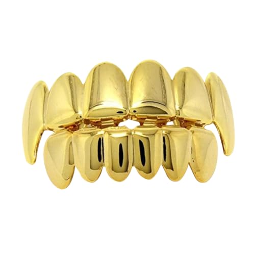Outanaya Hip Hop Schmuck Goldzahn Set Glänzend Zahnschmuck und Unterset Einfach zu Tragen für Fotoshootings Partys und Musikveranstaltungen Geschenkidee für Freunde Vielseitig Einsetzbar von Outanaya