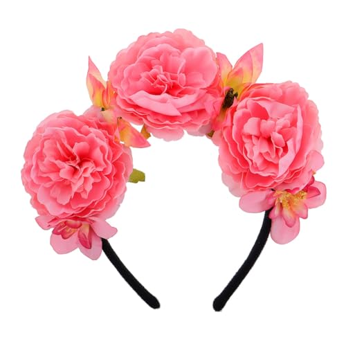 Outanaya Künstliches Pfingstrosen Stirnband Damen Weiches Langlebiges Haarband mit Realistischen Blumen für Hochzeiten Festivals Party Festliche Anlässe Rosa von Outanaya