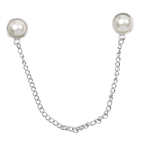 Outanaya Modische Perlen brosche mit Zarter Kette Eleganter Damen Kragenclip für Hemden und Jacken Vielseitiger Schmuck für Kleidung Party Alltagsdekor Stilvolles Accessoire für Damen von Outanaya
