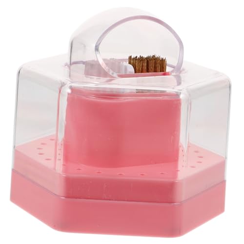 Outanaya Nagelbohrer Aufbewahrungsbox mit Reinigungsbürste Multifunktionaler Nagelbohrerhalter für Maniküre und Fräsaufsätze Langlebiger Organizer in Rosa für Profi und Heimgebrauch von Outanaya
