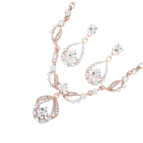 Outanaya Rhinestone Schmuckset Damen Teiliges Halskette Ohrringe Hochzeit Brautschmuck Modisch Elegant für Trauzeugin und Festliche Anlässe von Outanaya