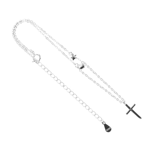 Outanaya Silber Fußkettchen Damen mit Kreuz und Strasssteinen Verstellbares Elegantes Fußschmuck Armband für Sommer Strand und Alltag Leichtes Langlebiges Schmuckstück für Frauen von Outanaya
