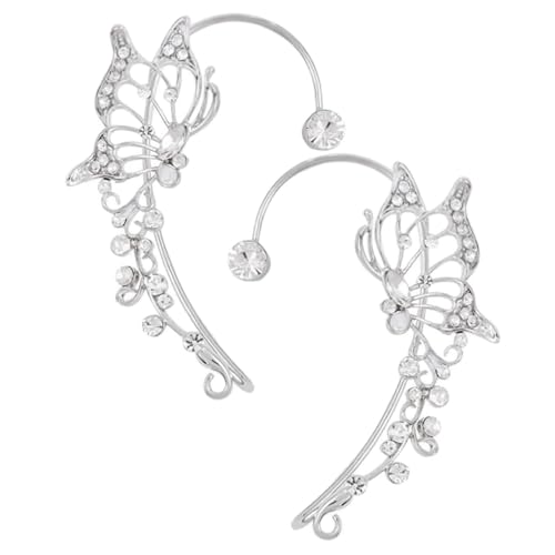 Outanaya Silberne Ohrklemme mit Funkelnden Strasssteinen Schmetterlings design nicht Stechende Ohrhänger Elegante Ohrringe für Damen Modischer Ohrschmuck ohne Piercing Leichter von Outanaya