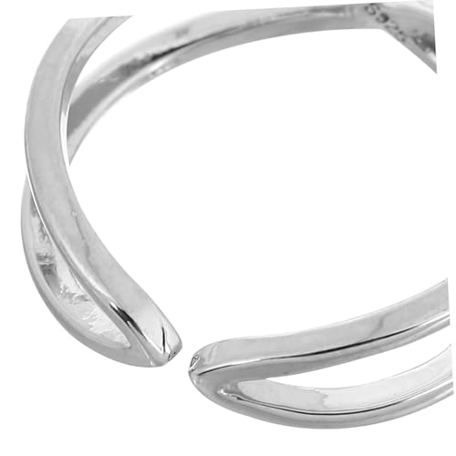 Outanaya Silberring Damen Offener Kreuzring Einfaches Design Modischer Verstellbarer Fingerring Feiner Schmuck für Frauen Mädchen Komfortabler Sitz Alltagsschmuck von Outanaya