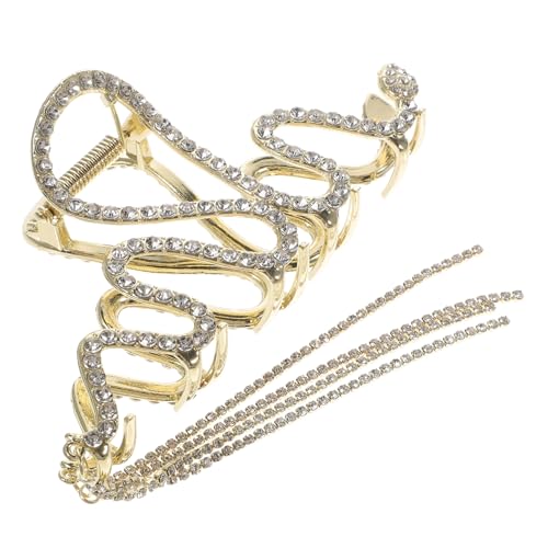 Outanaya Strass Haarklammer in Schlangenform Große Haarkralle mit Quaste für Dickes Haar Damen Haaraccessoire Metallklammer mit Strasssteinen von Outanaya
