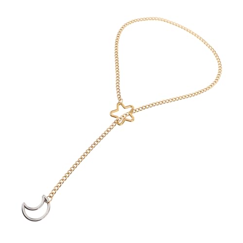 Outanaya Verstellbare Punk Gothic Halskette mit Stern und Mond Y Förmige Chunky Kette Goldfarbene Kettenlänge Anpassbar Modisches Schmuckstück für Frauen und Mädchen bei Partys und von Outanaya