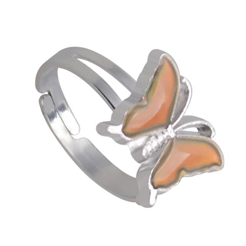 Outanaya Verstellbarer Damenring mit Farbwechsel Schmetterling Temperaturreaktiv Eleganter Modeschmuck für Alltag und Geeignet von Outanaya