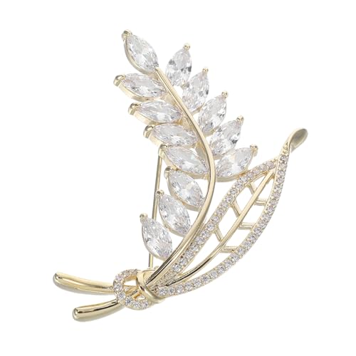 Outanaya Weizenähren Brosche mit Funkelnden Zirkonia Blättern Metall Anstecknadel für Damen Vielseitiges Modeaccessoire für Kleider Anzüge und Festliche Anlässe von Outanaya