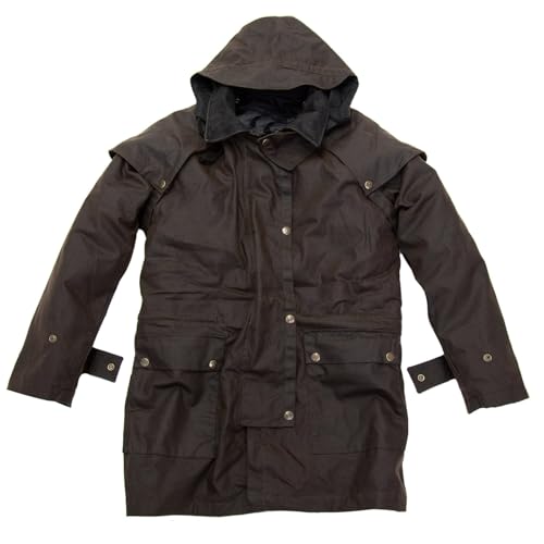 Drover Wachsjacke Australien Style- Ölzeug Jacke mit herausnehmbarem Winterfutter in schwarz & braun Farbe braun, Größe 3XL von Outbacker