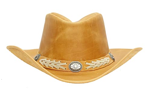 Outbacker Cowboy Leder-Hut mit formbarer Krempe und UPF 50+ Schutz, Größe S, XL und XXL Farbe Rust, Größe XL | 60-61 cm von Outbacker
