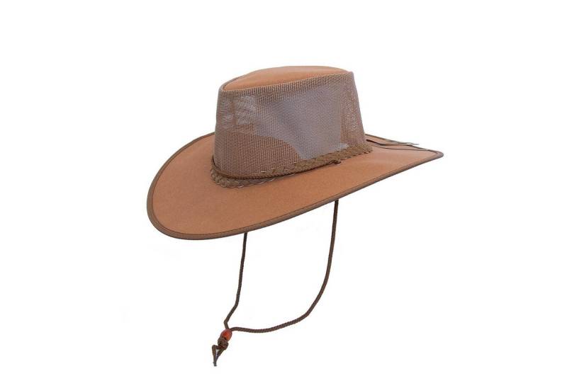 Outbacker Cowboyhut Australischer Canvas Sommerhut mit Netzeinsatz- inkl. Kinnband wasserf von Outbacker