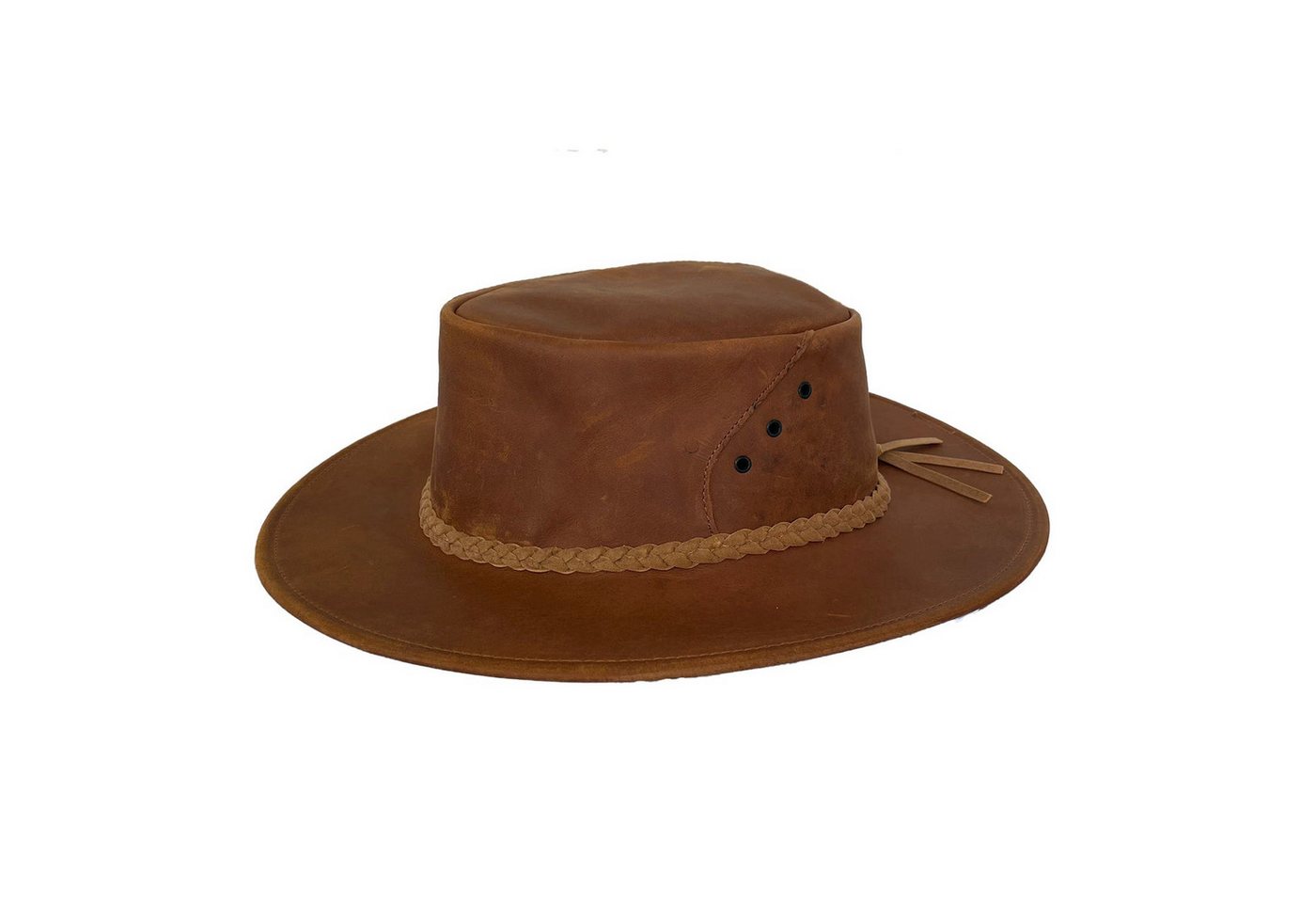 Outbacker Cowboyhut Australischer Lederhut mit geschwungener Krempe in braun & rost, Größe von Outbacker