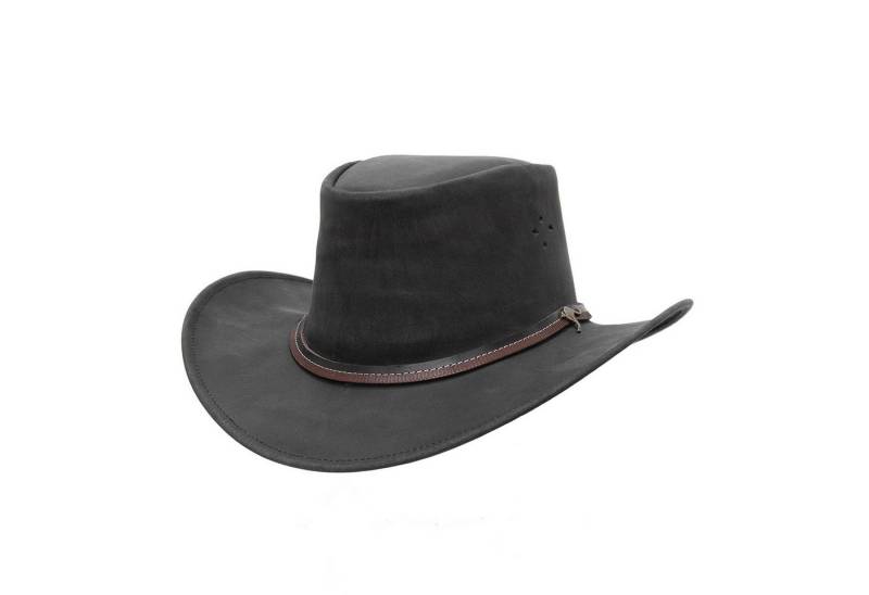 Outbacker Cowboyhut Kinder Cowboyhut aus Echtleder inkl. Kinnband, Größe 53-54 cm und 55-5 von Outbacker