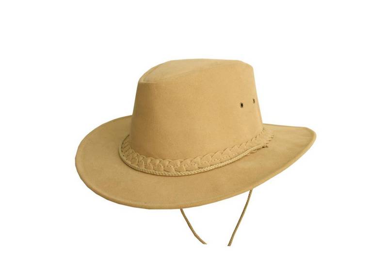 Outbacker Cowboyhut Outdoor Sommerhut in veganem Leder super leicht und luftig inkl. Kinnb von Outbacker