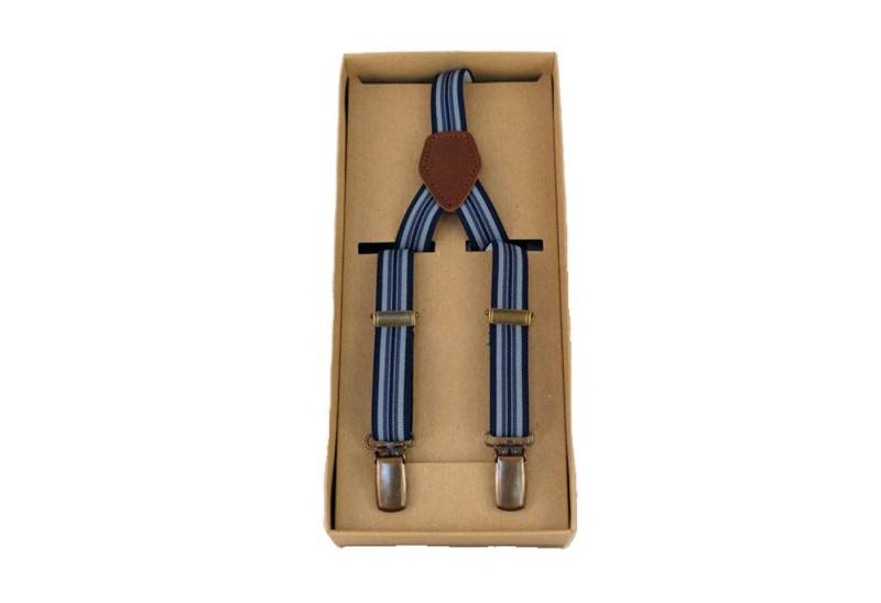 Outbacker Hosenträger Gestreifte Hosenträger in Y Form, 2 cm breit mit Lederapplikationen von Outbacker