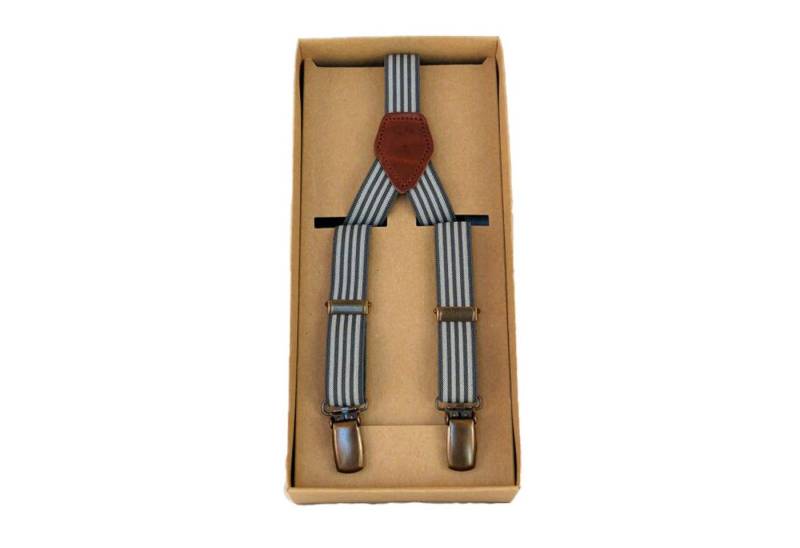 Outbacker Hosenträger Schmal gestreifte Hosenträger in Y Form, 2 cm breit mit Lederapplikati von Outbacker