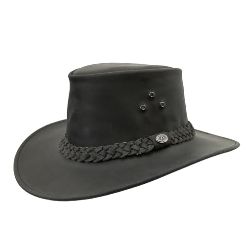 Outbacker Kinder Cowboy Leder-Hut in schwarz- Größe 54-55 cm von Outbacker