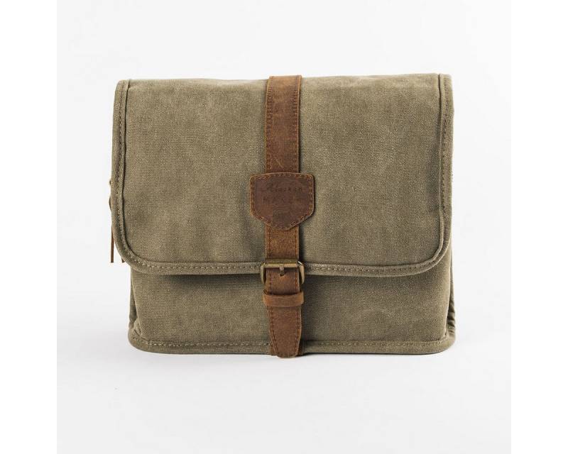 Outbacker Kulturbeutel Kulturbeutel zum Aufhängen – Canvas, Leder & 4-Liter-Fach von Outbacker