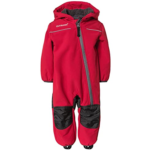 Outburst - Baby Kinder Jungen Softshell-Overall Schneeanzug gefüttert wasserdicht 10.000 mm Wassersäule atmungsaktiv Winddicht, rot/anthrazit - 14438169 - Größe 104 von Outburst