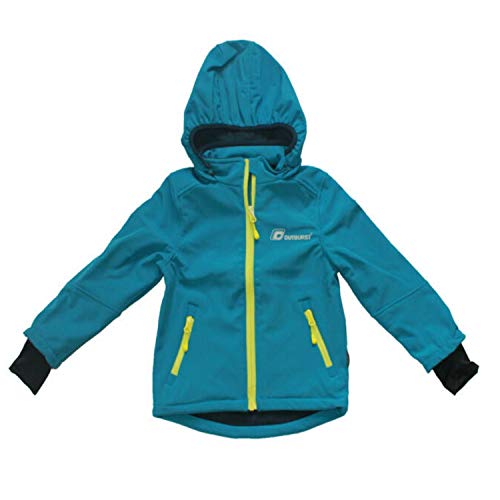 Outburst - Jungen Jacke Softshelljacke Regenjacke Kapuze wasserabweisend 10.000 mm Wassersäule Winddicht atmungsaktiv Feuerwehr, blau - 8476108 - Größe 92 von Outburst