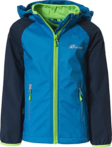 Outburst - Jungen Softshelljacke Übergangsjacke Windjacke Regenjacke mit Kapuze, 10.000mm Wassersäule, wasserdicht, atmungsaktiv, Winddicht, reflektierend, Mehrfarbig, blau - 84836 - Größe 110 von Outburst