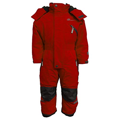 Outburst - Kinder Jungen Mädchen Kleinkinder Funktions-Skioverall Schneeanzug gefüttert wasserdicht 10.000 mm Wassersäule atmungsaktiv Winddicht, rot – 3714551, Größe 104 von Outburst