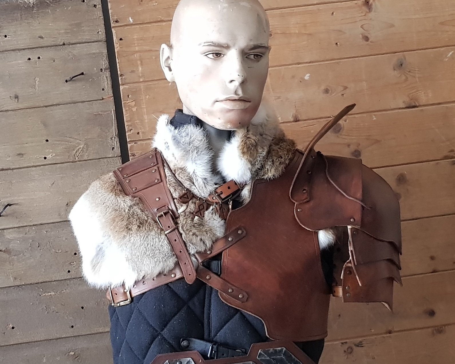 Barbarian Lederrüstung Larp Rüstung Wikinger Lederschulter Männer Post Apocalyptic Cosplay von OutcastProps
