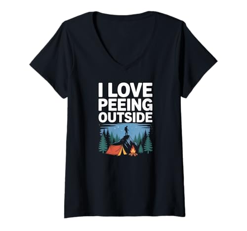 Damen Ich Liebe es draußen zu pinkeln, Spaß beim Campen T-Shirt mit V-Ausschnitt Damen Ich Liebe es draußen zu pinkeln, Spaß beim Campen T-Shirt mit V-Ausschnitt von Outdoor Adventure Camping Humor Nature