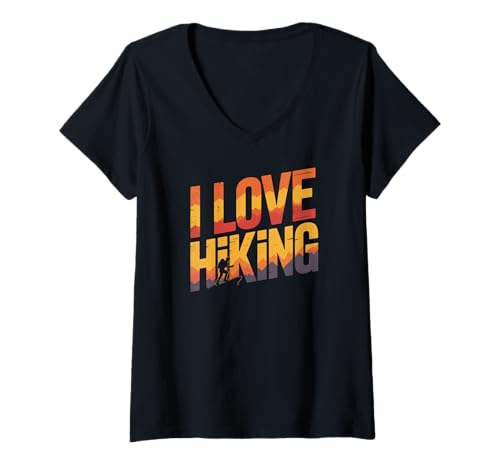 Damen Ich Liebe Wandern, Bergabenteuer, Enthusiast T-Shirt mit V-Ausschnitt Damen Ich Liebe Wandern, Bergabenteuer, Enthusiast T-Shirt mit V-Ausschnitt von Outdoor Adventure Passion Trekking Nature
