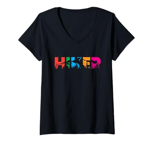 Damen Hiker Explore Mountain Trail Natur Wanderweg T-Shirt mit V-Ausschnitt Damen Hiker Explore Mountain Trail Natur Wanderweg T-Shirt mit V-Ausschnitt von Outdoor Adventure Trail Hiking Nature