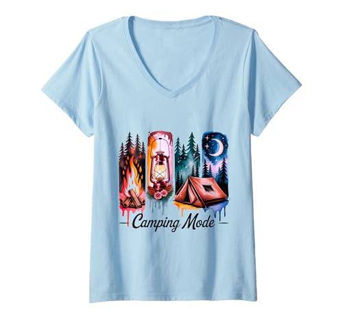 Damen Camping Mode Outdoor Abenteuer T-Shirt mit V-Ausschnitt Damen Camping Mode Outdoor Abenteuer T-Shirt mit V-Ausschnitt von Outdoor Adventure