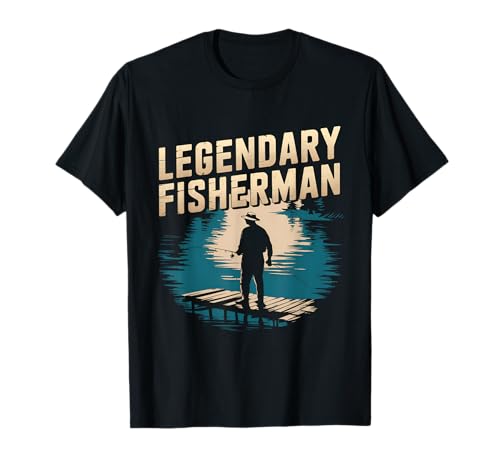 Lustiger Fisherman Dock Sonnenuntergang Angelszene Angelausflüge Männer T-Shirt von Outdoor Apparel for Anglers and Nature Lovers