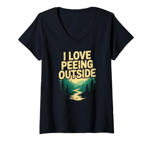 Damen Camper Ich Liebe es, vor dem Fun Forest zu pinkeln T-Shirt mit V-Ausschnitt Damen Camper Ich Liebe es, vor dem Fun Forest zu pinkeln T-Shirt mit V-Ausschnitt von Outdoor Camper Enthusiast Nature Wilderness