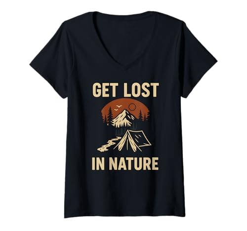 Damen Creation Get Lost In Nature Vintage Herren Christian Religiös T-Shirt mit V-Ausschnitt Damen Creation Get Lost In Nature Vintage Herren Christian Religiös T-Shirt mit V-Ausschnitt von Outdoor Christian Catholic Faith Camping Apparel