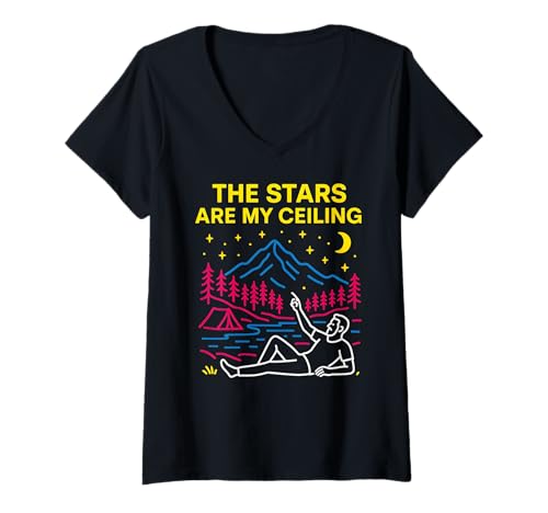 Damen Creation The Stars Are My Ceiling Damen Christian Faith T-Shirt mit V-Ausschnitt Damen Creation The Stars Are My Ceiling Damen Christian Faith T-Shirt mit V-Ausschnitt von Outdoor Christian Catholic Faith Camping Apparel